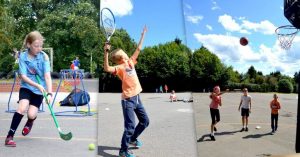 a montage of kids doing sports