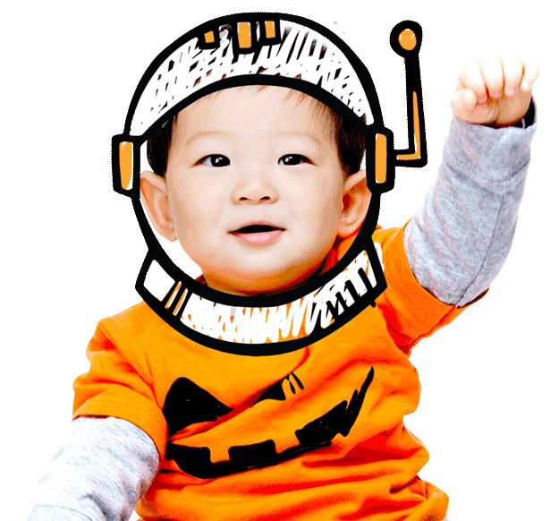 a child wearing a space helmet