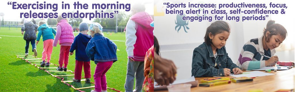 two images on children particpating in sports and studying and the correlation between the two