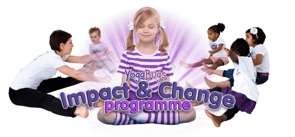 an image of a girl doing a yoga pose with "impact and change" written on it in text