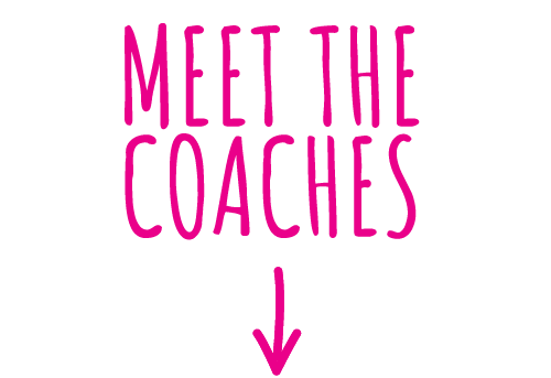 meet the coaches sign and an arrow pointing downwards