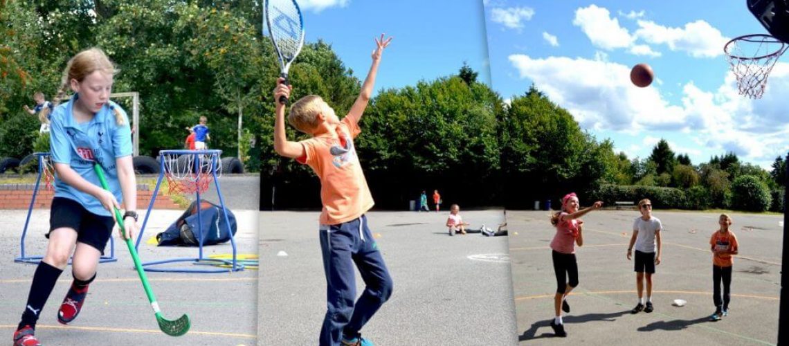 a montage of kids doing sports