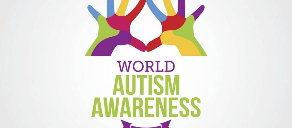 World Autism Awareness Day Vector Illustration, two hands with different coloured fingers